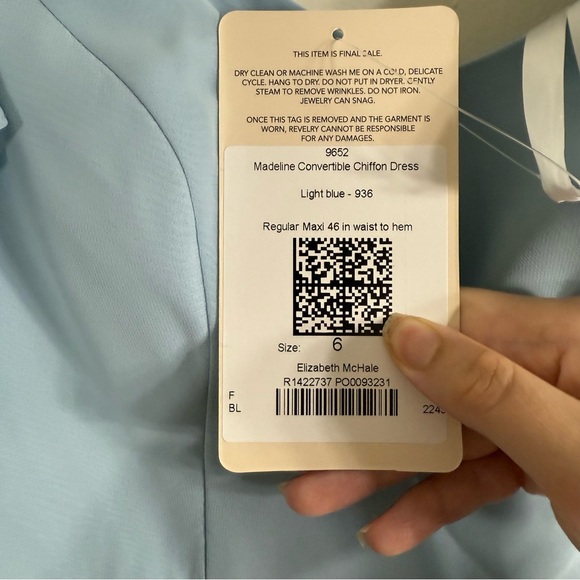 NWT Revelry Madeline Convertible Chiffon Maxi Dress Light Blue Size 6 - Picture 5 of 6